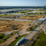 aerial of road construction project